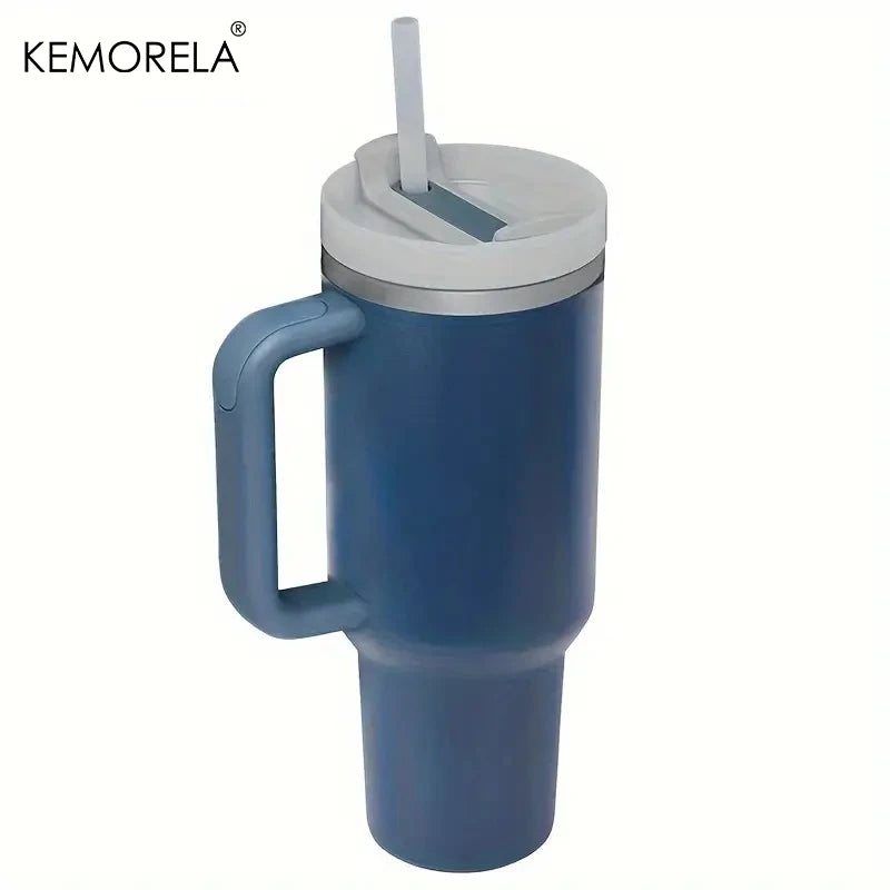KEMORELA Tumbler With Handle Lid Straw Stainless Steel Water Bottle 887/1182ML Vacuum Thermos Cup Travel Car Coffee Mug
