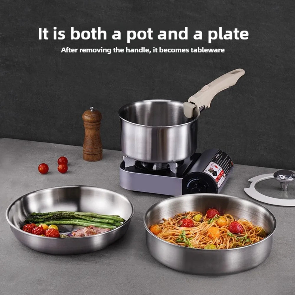 Stainless Steel Cookware Set Pots and Pans Set Detachable Handle 9pcs Induction Kitchen Cookware Sets Dishwasher Oven Safe