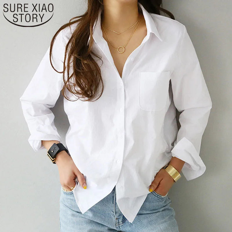 Women Fashion Cotton Blouse Shirt