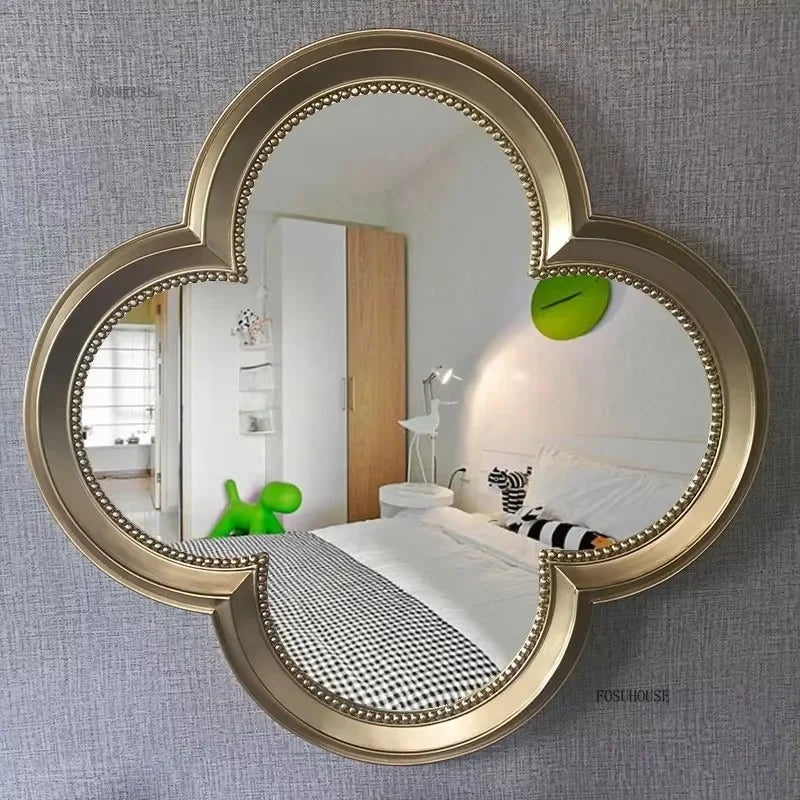 Creative Four-leaf Clover Decorative Mirrors Home Living Room Background Wall Decorative Mirror Bathroom Hotel Makeup Mirror AA