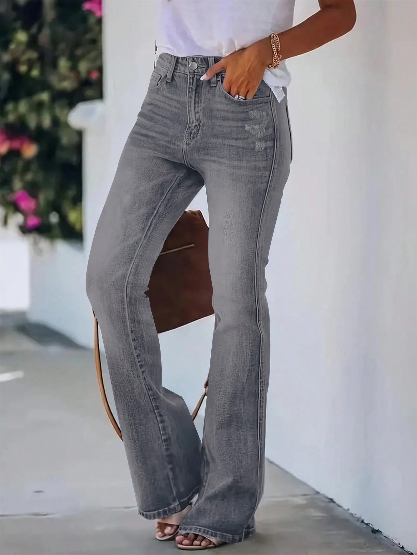 New hot women's horn jeans high waist slimming Denim pants