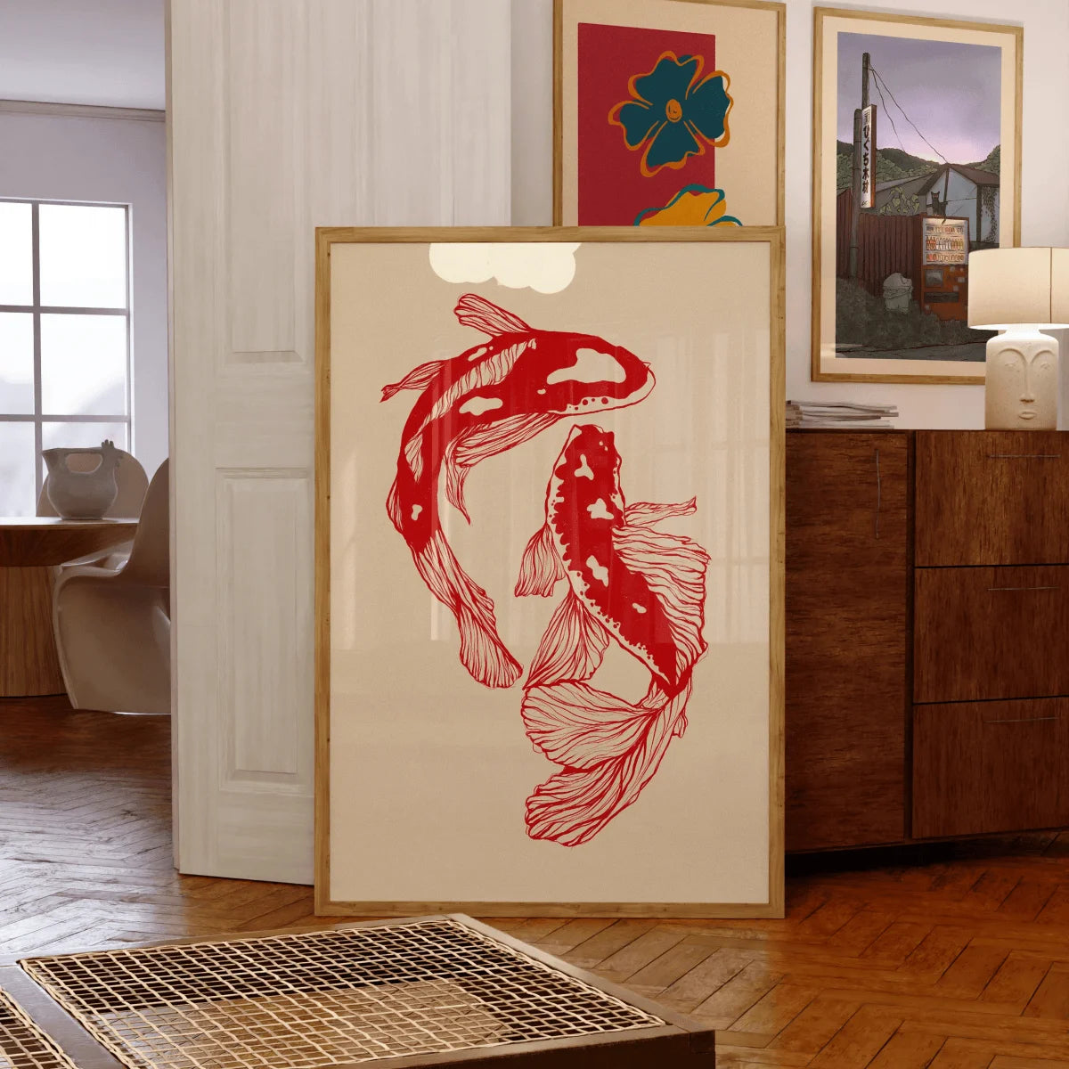 Japanese Red Koi Fish Canvas Prints Poster Modern Minimalism Aesthetic Art Prints Bedroom Kitchen Home Decor Art Poster Gifts
