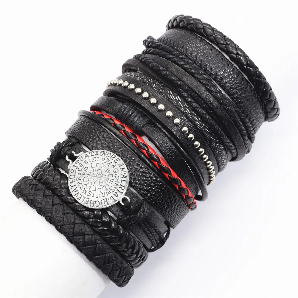 10 Pcs/set Black Wrap Fashion Handmade Bracelets