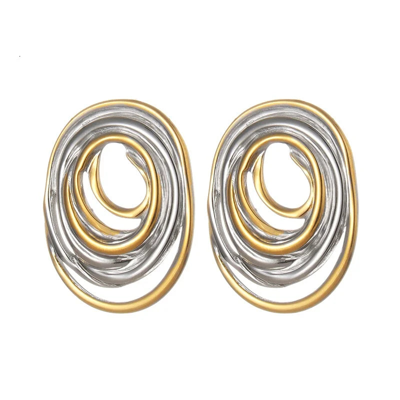 Curved Ring Stud Earrings