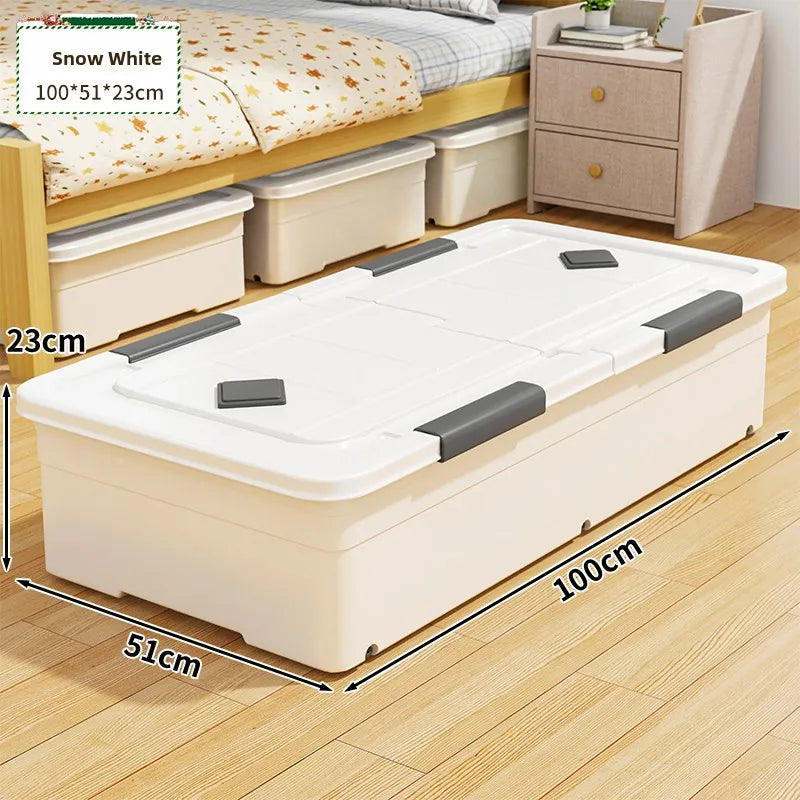 Flat Under-bed Storage Box with Wheels