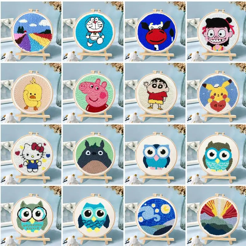 GATYZTORY DIY Animals Embroidery Kit Stitching Punch Needle Craft Pattern Printed Needlework Cross Stitch children Art