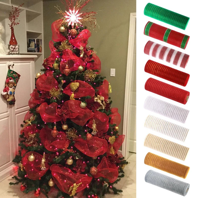 1Roll Christmas Mesh Ribbon DIY Bow