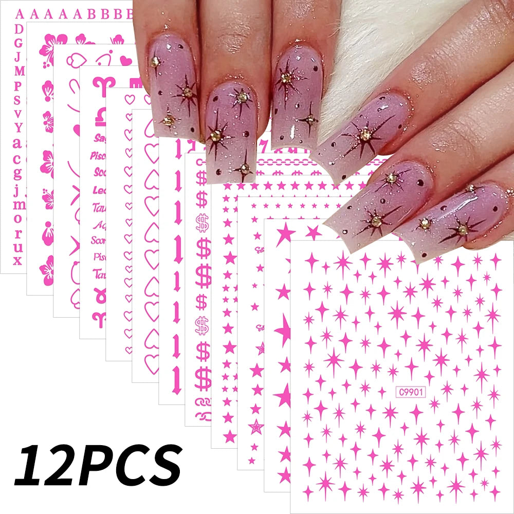 12 sheet Cartoon Stitch Angel Nail Stickers