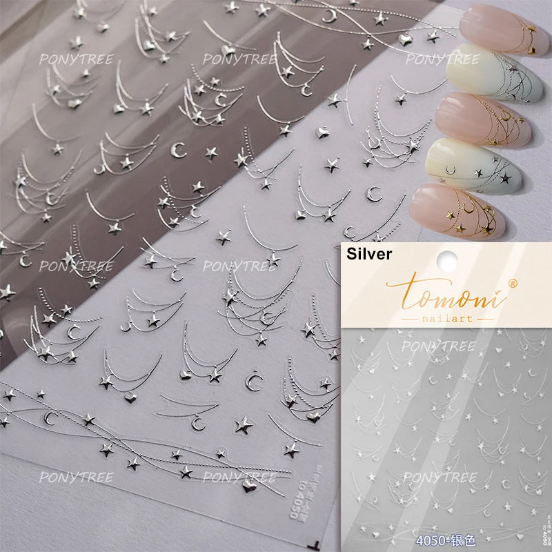 Star Moon Love Heart Necklace Nail Sticker