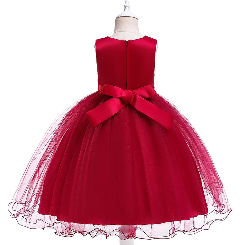 Flower Embroidered Bow Princess Dress