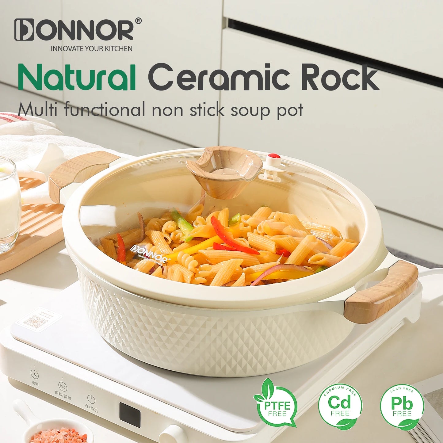 DONNOR 15-piece Cookware Set, Die-cast Aluminum Pot, Non-stick Soup Pot, Induction Cooker-friendly, Suitable for Daily Cooking