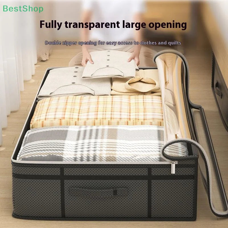 1PC Large Clothes Storage Bag Under Bed Foldable Quilt Clothes Storage Bag Doggy Bag Bedroom Dormitory Organizer Bag