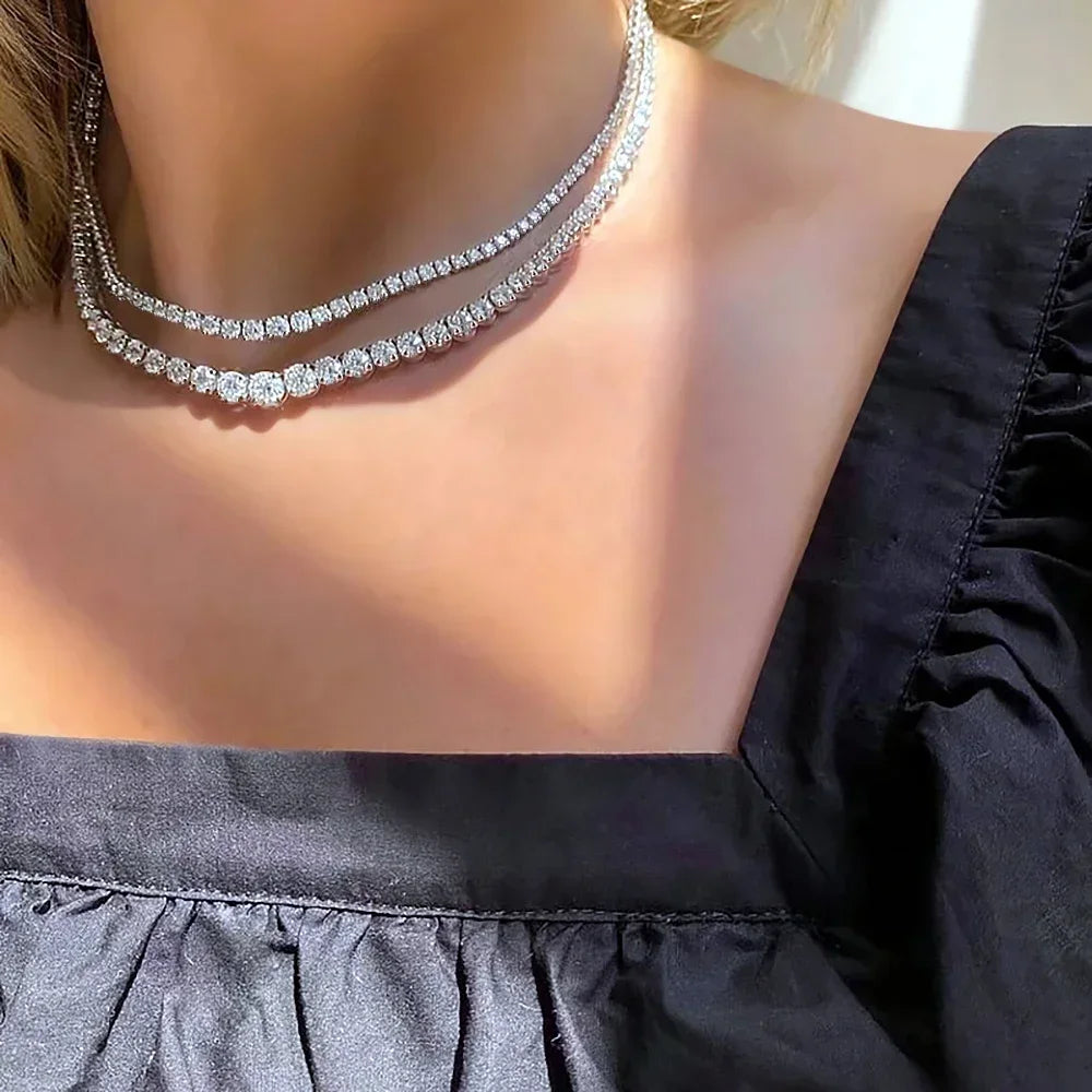 Gradient Diamond Tennis Necklace