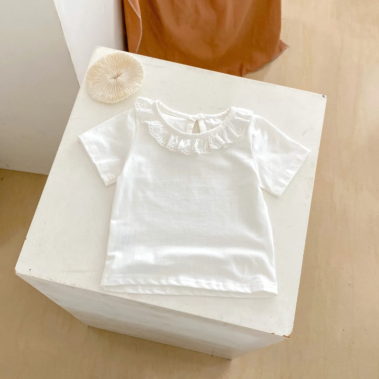 Girl T-shirt Lace Collar Knitted Top