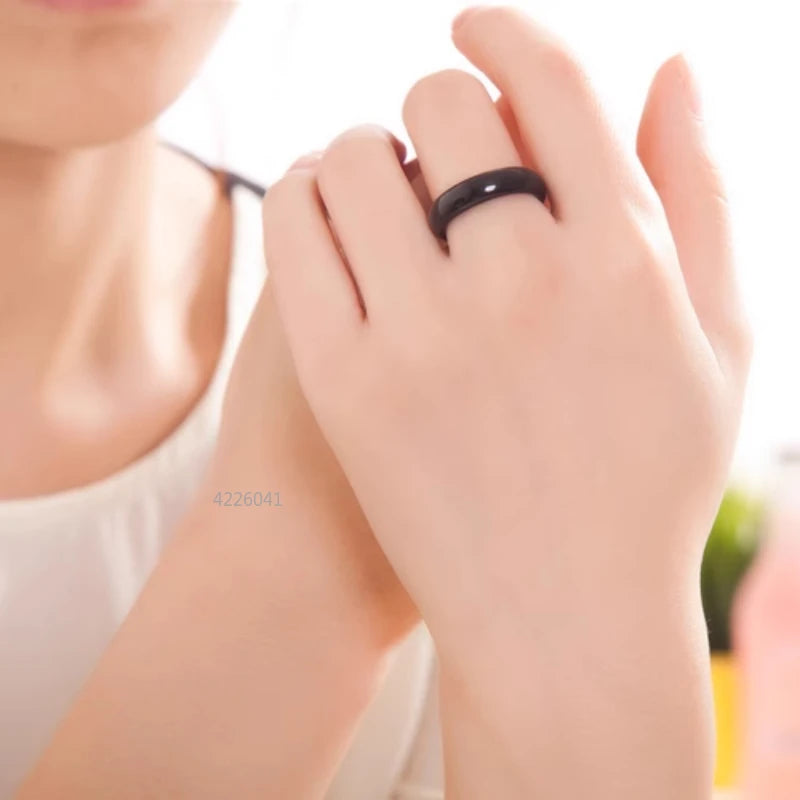 Natural Chalcedony Hand-carved Jade Ring