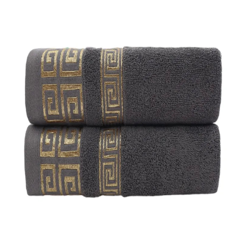 2pcs Black Cotton Towels 34x74cm/70x140cm Embroidered Hotel Bathroom Towels For Adult Quick-Dry Thicken Soft Face Bath Towels