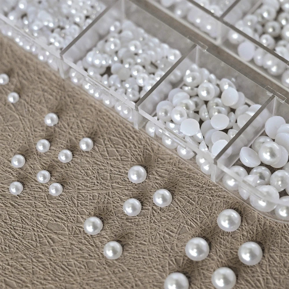 Half Round Pearls Beads 3 D Nail Charms