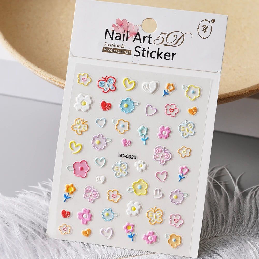 5 D Macron Flower/Fruit Nail Charms Sticker