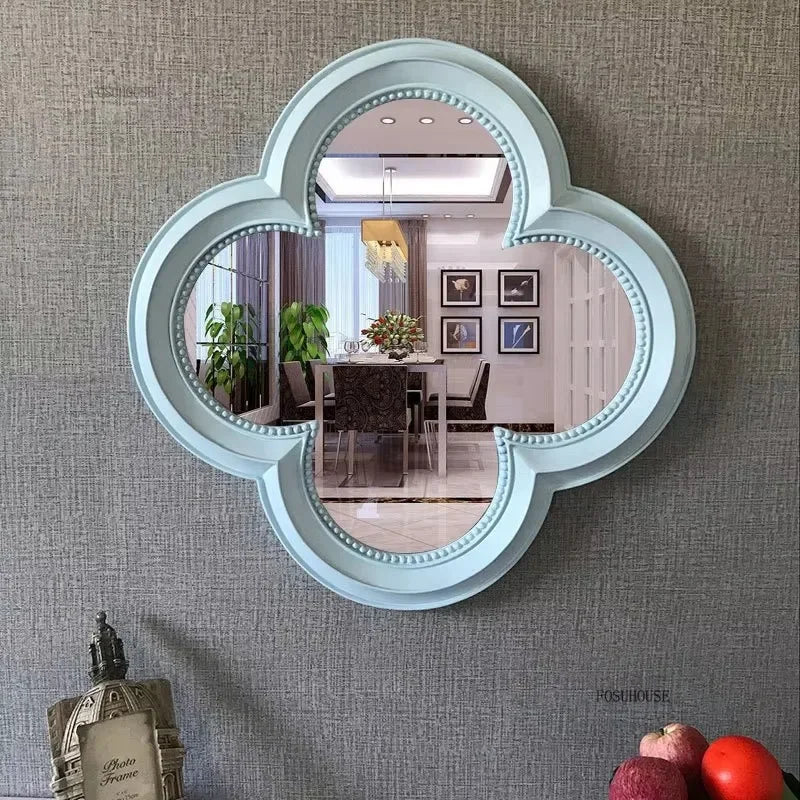 Creative Four-leaf Clover Decorative Mirrors Home Living Room Background Wall Decorative Mirror Bathroom Hotel Makeup Mirror AA