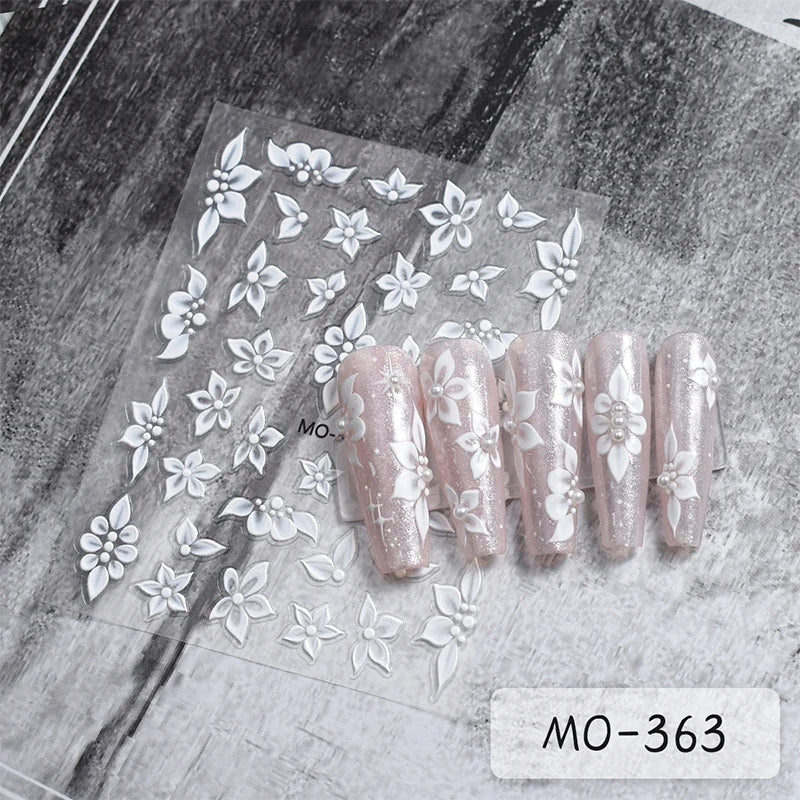 3 D White Bow knot Flower Nail Art Sticker