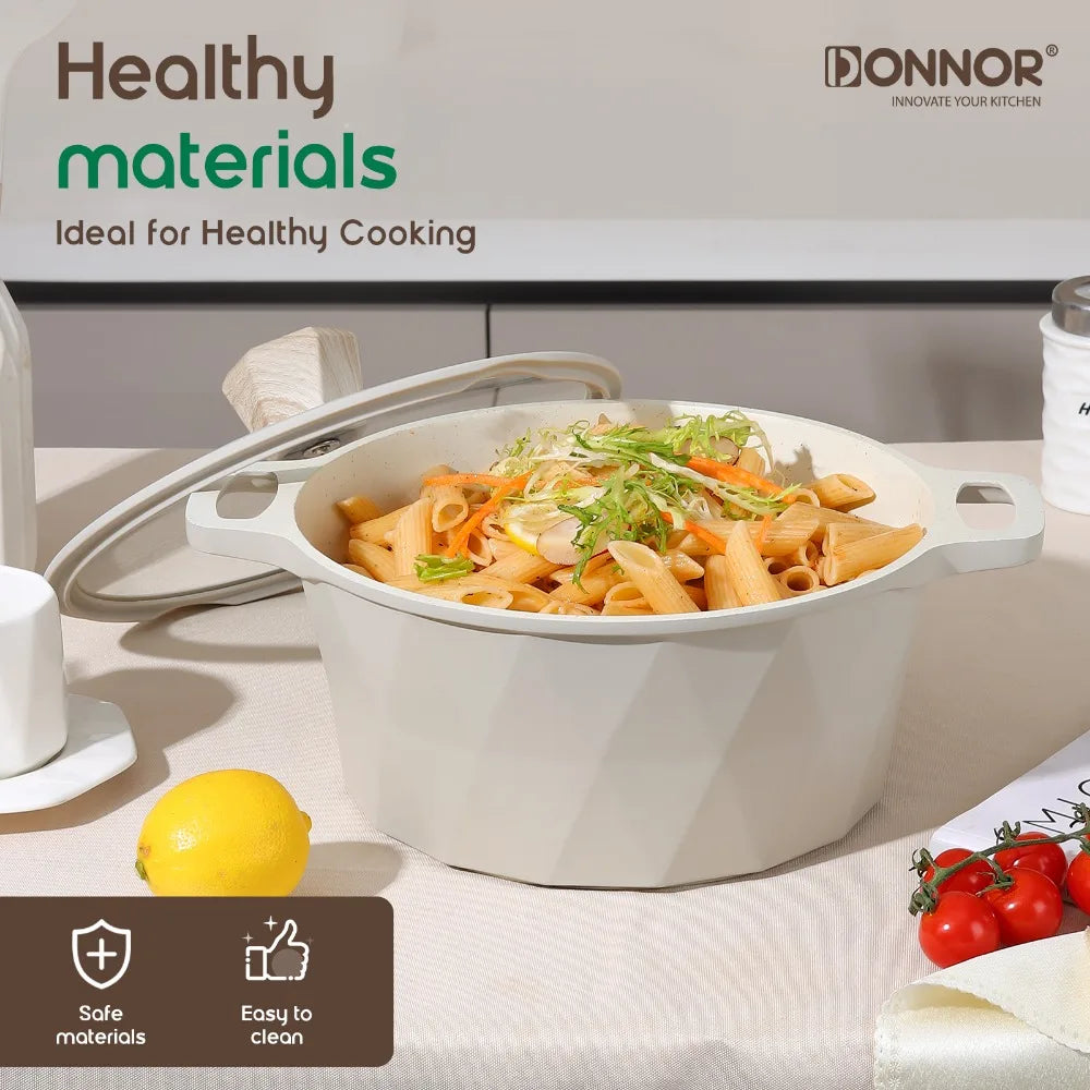 DONNOR 21pcs Pots and Pans Set Medical Stone Cookware Sets Non Stick Induction Cooker Natural Gas Kitchen Cookware Set