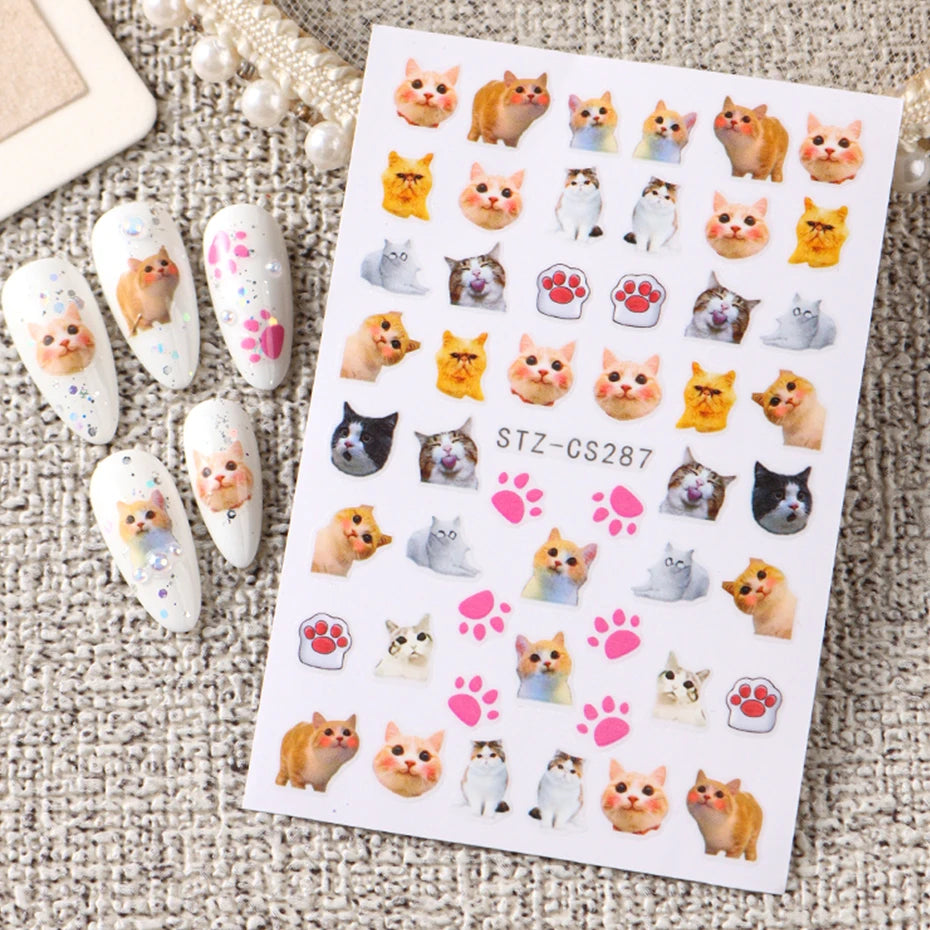 Lovely Animal 3 D Cartoon Nail Art Stickers