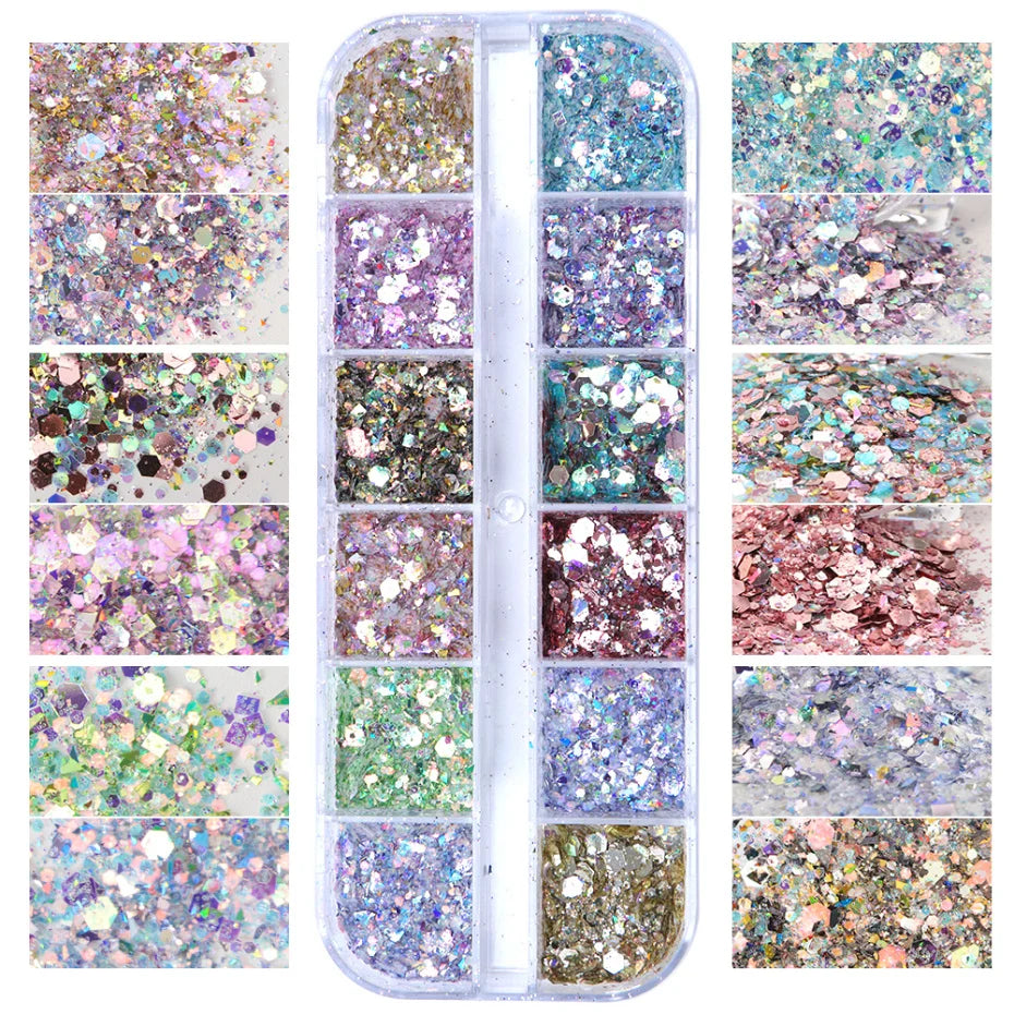 Iridescent Mixed Hexagon Nail Glitter