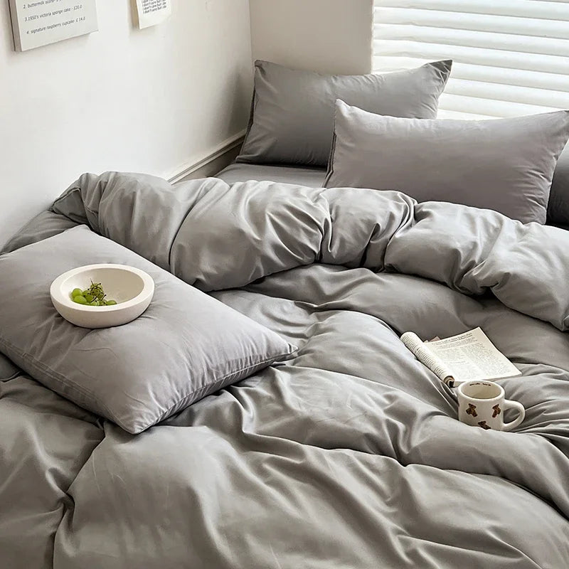 Solid Bed Linen Cotton Bedding Set