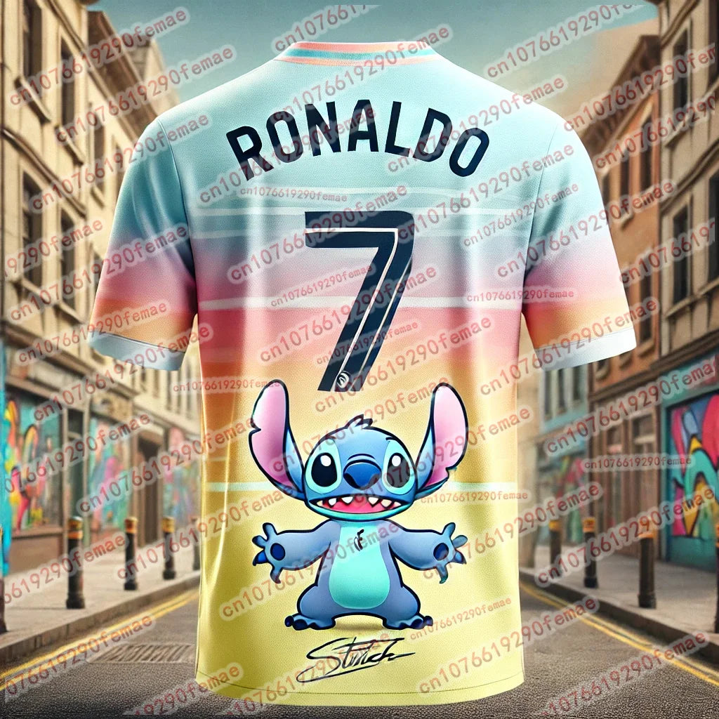 Stitch And Ronaldo Cartoon 3 D Printed T-shirts