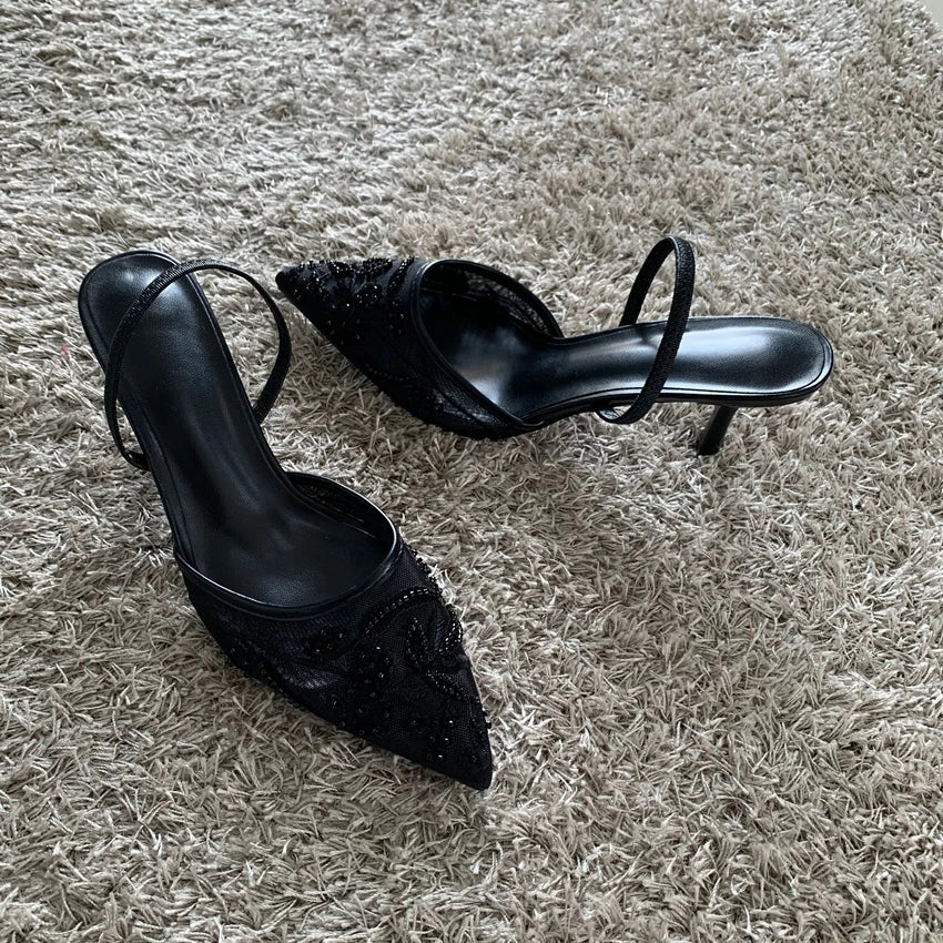 Women Mesh Embroider Elegant Shoes