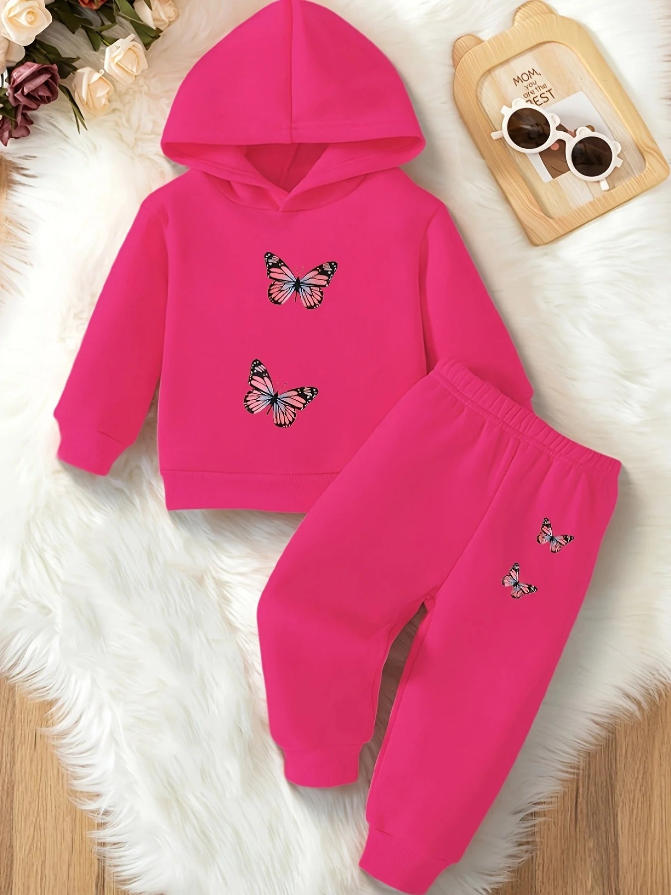 Baby Fashion Butterfly Pattern Hoodie+Sports Pants