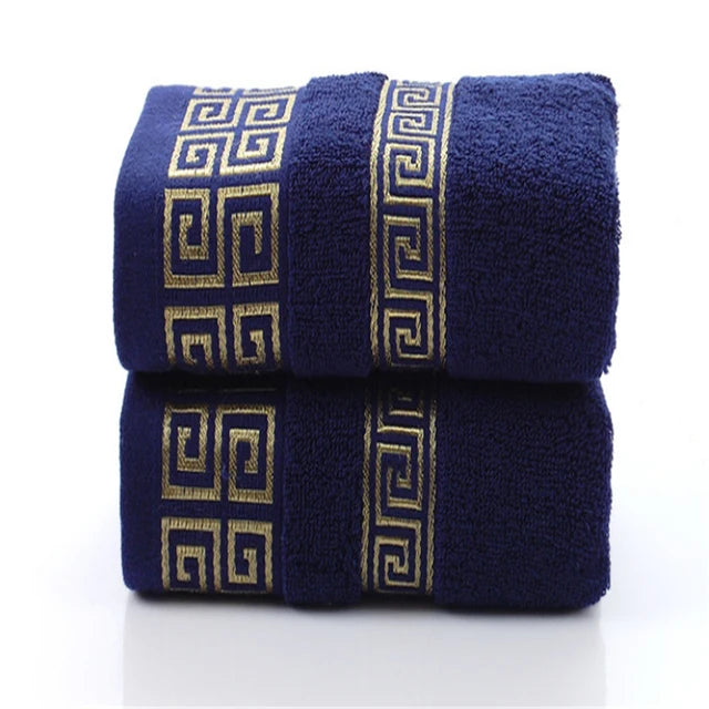 2pcs Black Cotton Towels 34x74cm/70x140cm Embroidered Hotel Bathroom Towels For Adult Quick-Dry Thicken Soft Face Bath Towels