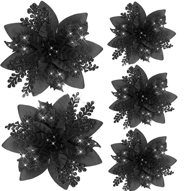 Glitter Artificial Christmas Flowers