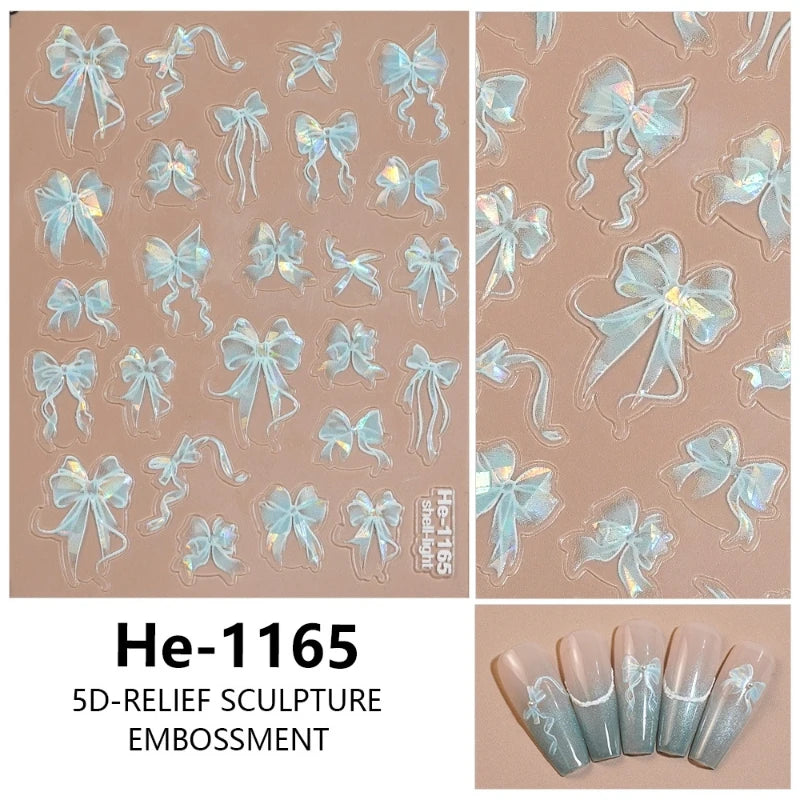 3 D White Bow knot Flower Nail Art Sticker