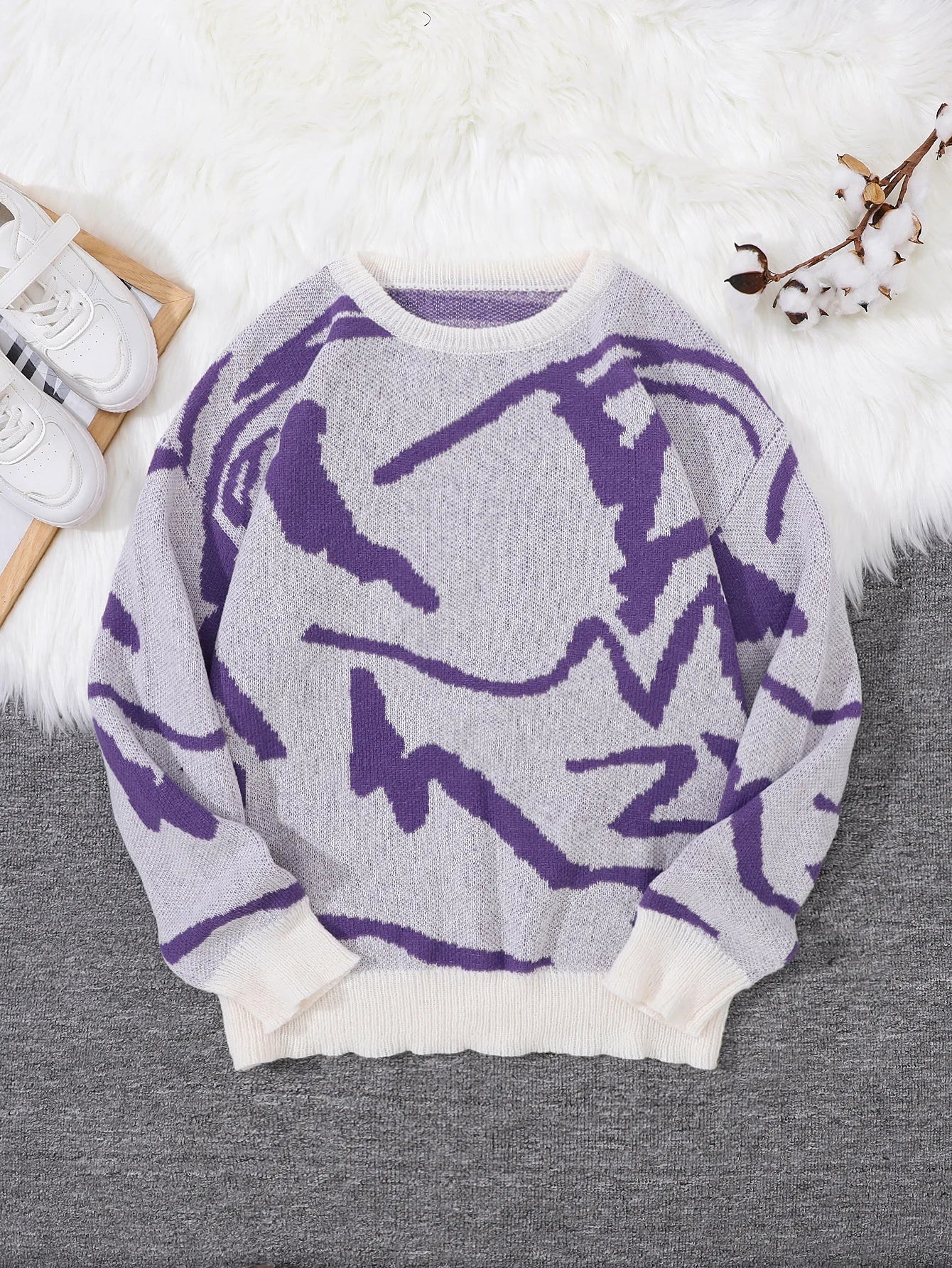 New Popular Graffiti Jacquard Pattern Sweater