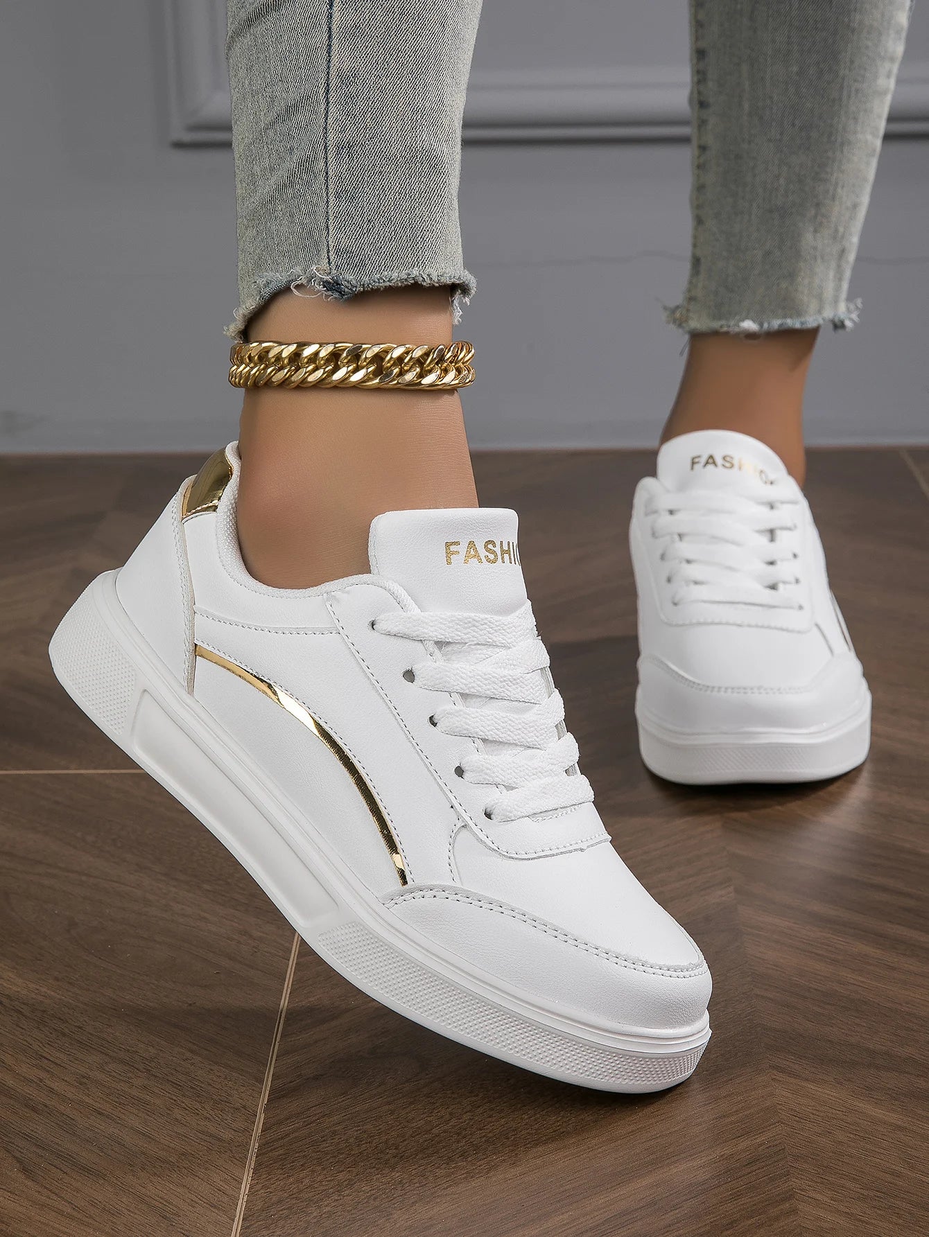 Women Casual Leather Platform Sneakers