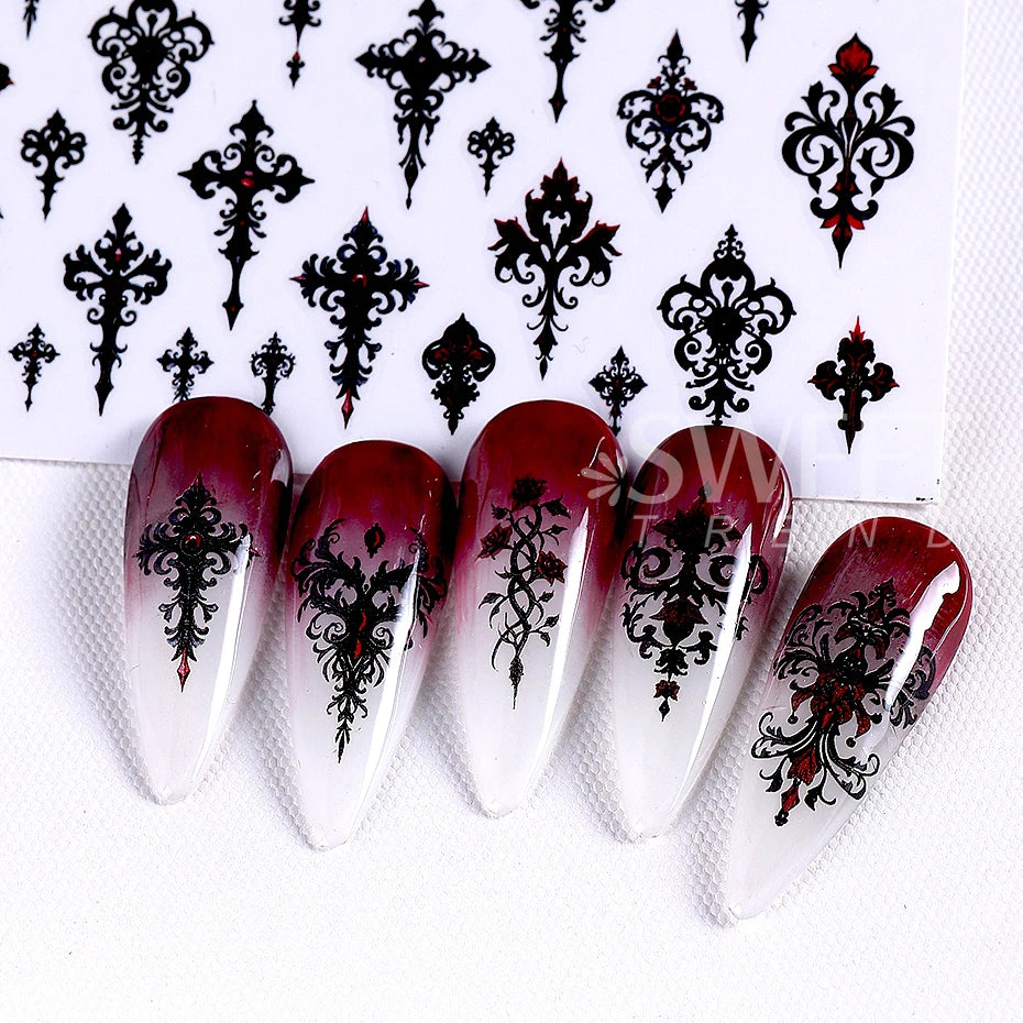 3 D Gothic Black Halloween Nail Stickers