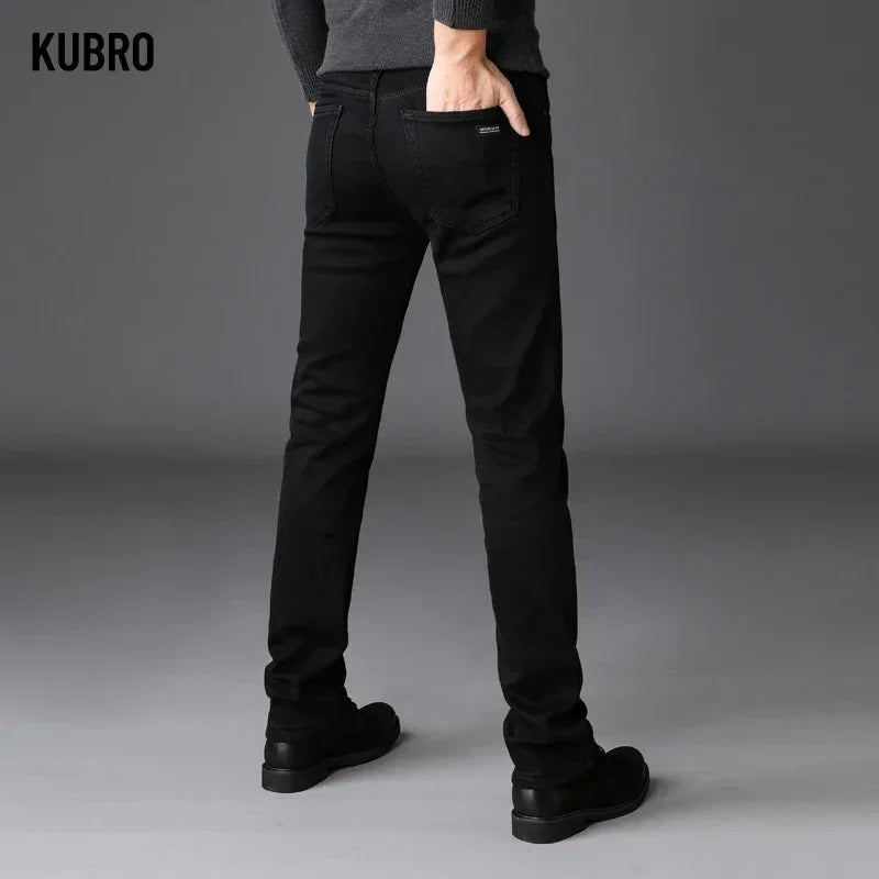 Soft Stretch Black Biker Jeans For Men