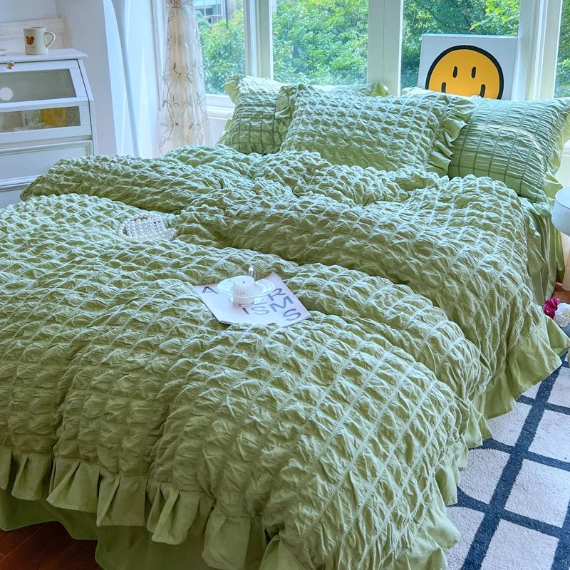 Princess Style Lace Ruffles Bedding Set