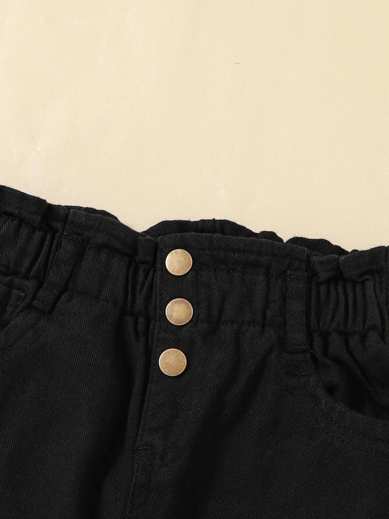 Copper buckle denim cotton pants