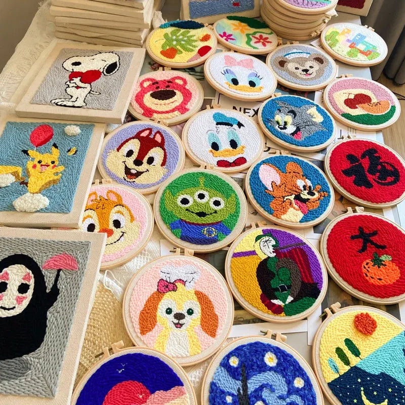 DIY Craft Punch Needle Embroidery Kits Sewing Kit Needlework Cross Stitch for Beginner Magic Pock Pen Set Home Painting Decor