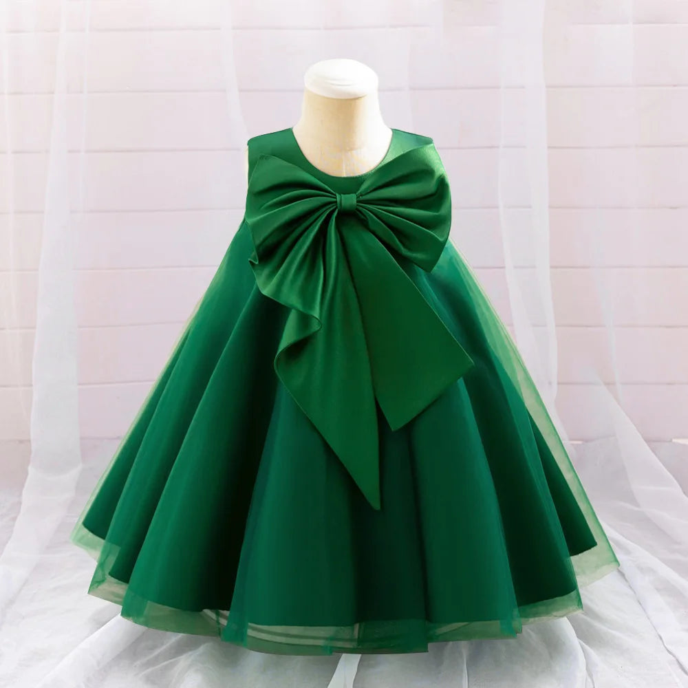 Big Bow Luxury Baptism Ball Gown Princess Dress