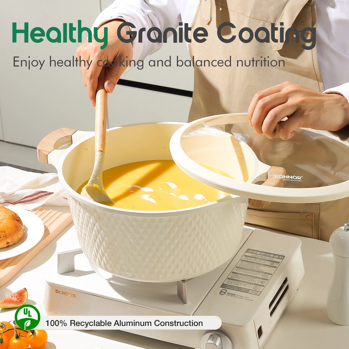 DONNOR 15-piece Cookware Set, Die-cast Aluminum Pot, Non-stick Soup Pot, Induction Cooker-friendly, Suitable for Daily Cooking