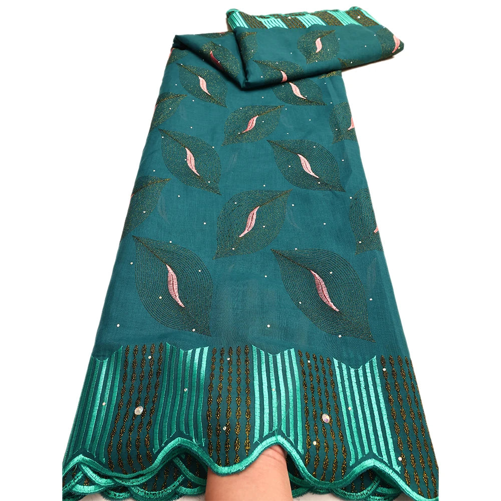 Nigerian Cotton Voile Lace Fabric With Stones 2025 African Swiss Voile Lace Fabric For Sewing Women Wedding Party Dress