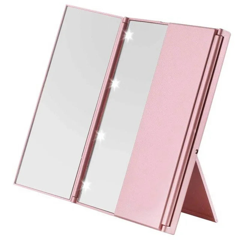 Portable Three-Sided LED Makeup Mirror