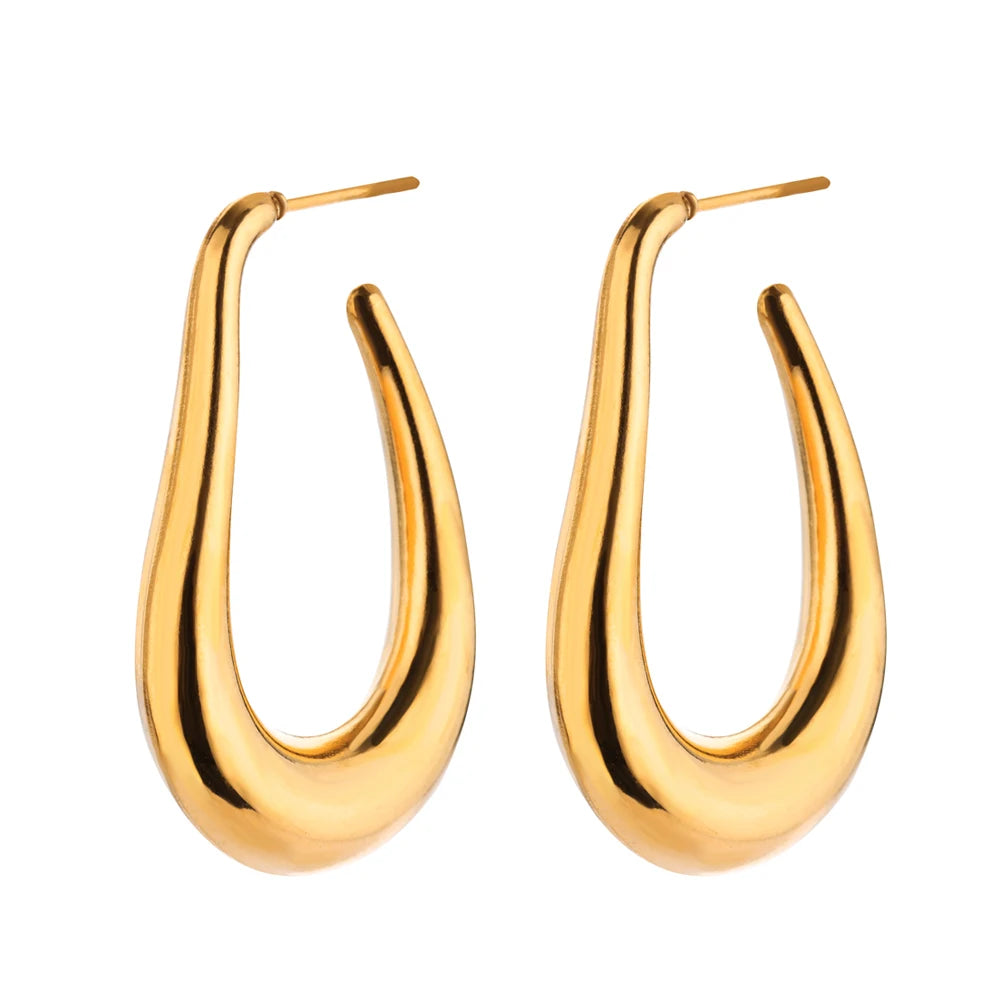 Hollow Curve Big Hook Hoop Earrings
