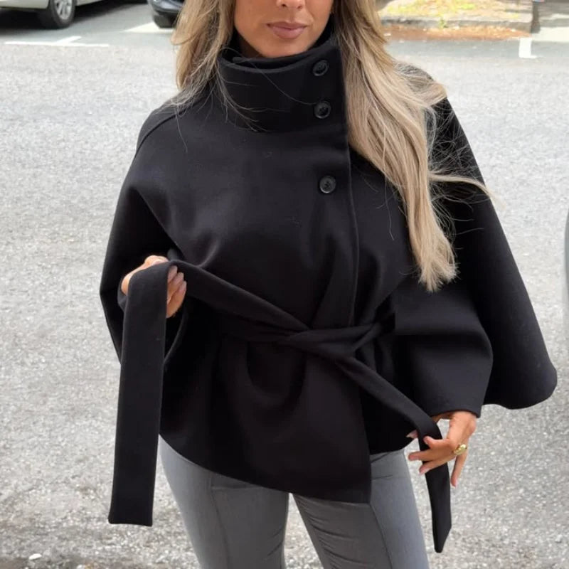 Women Winter Woolen Belt Coats