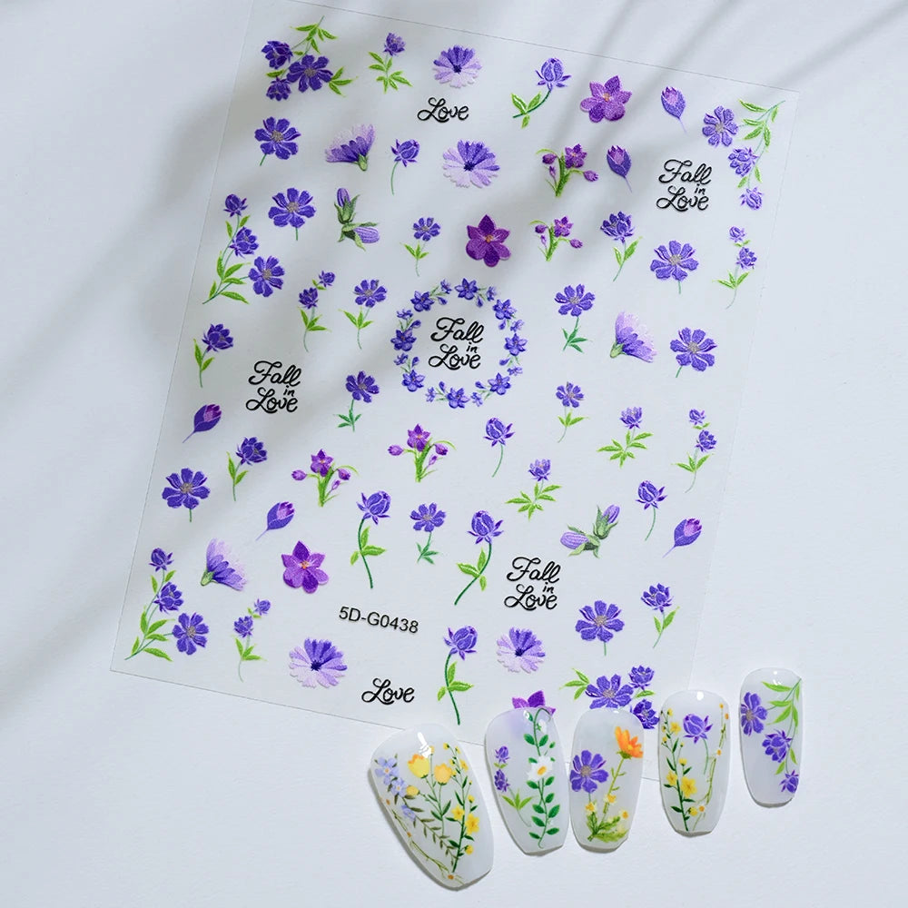 5 D Macron Flower/Fruit Nail Charms Sticker