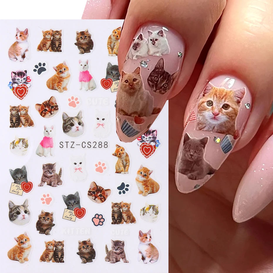 Lovely Animal 3 D Cartoon Nail Art Stickers