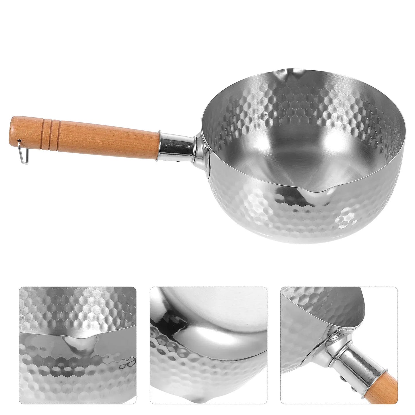 Snow Pan Wooden H Stainless Steel Donabe Pot Soup Sauce Pour Spout Asian Cooking Japanese Metal Cookware Heat Resistant Even